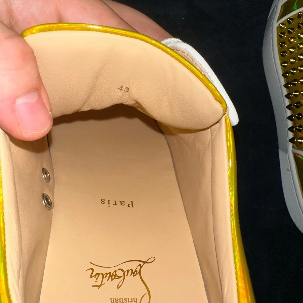 Christian Louboutin Yellow Spiked Sneakers - Picture 3 of 10